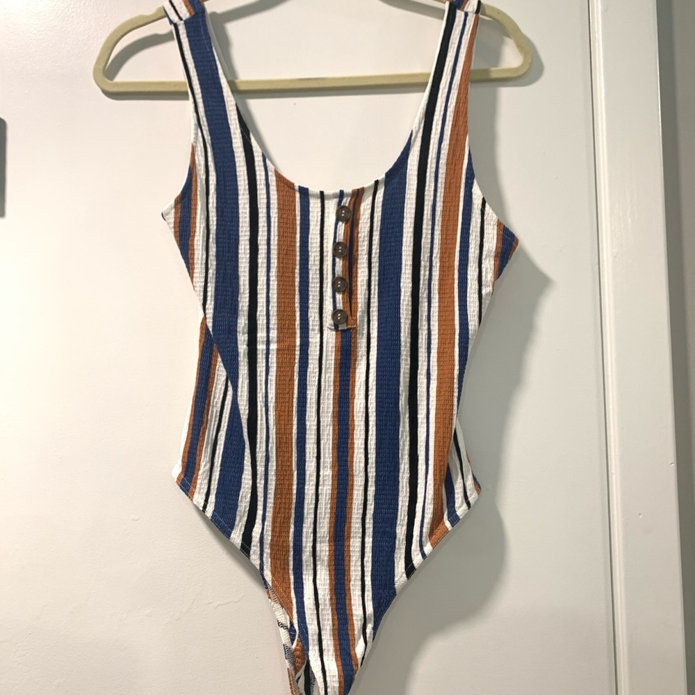 Boutique Ribbed striped body suit